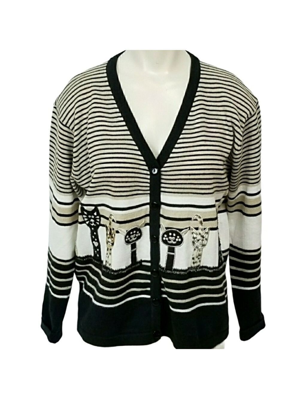 VINTAGE knit Kitten / cat lady Cardigan sweater